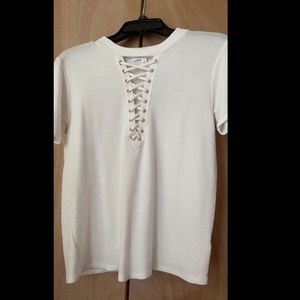 White lace up top